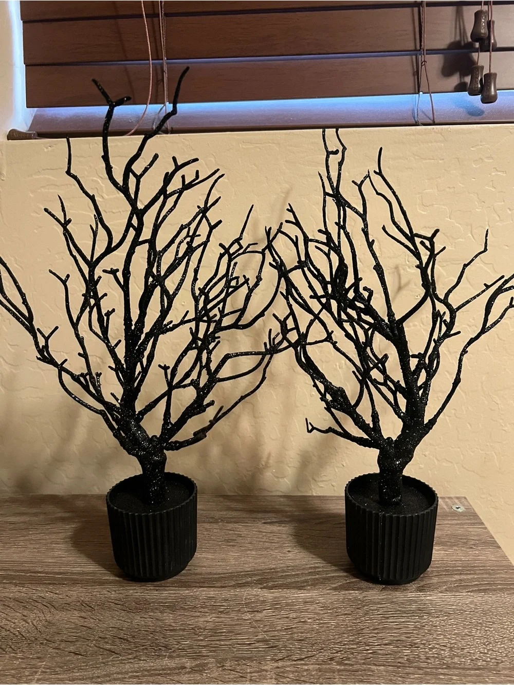 Target Bullseye Spooky Halloween Potted Trees Black Sparkle NWOT